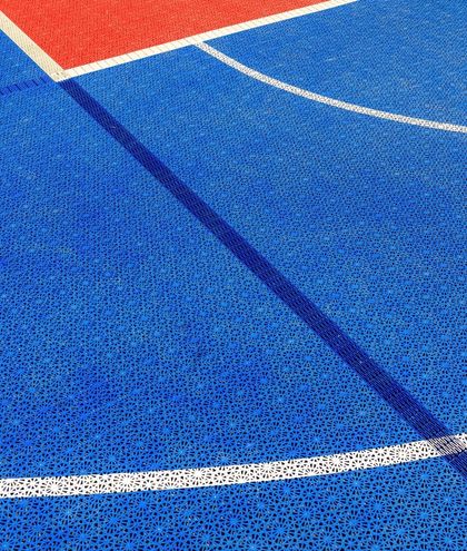 blue basketball floor